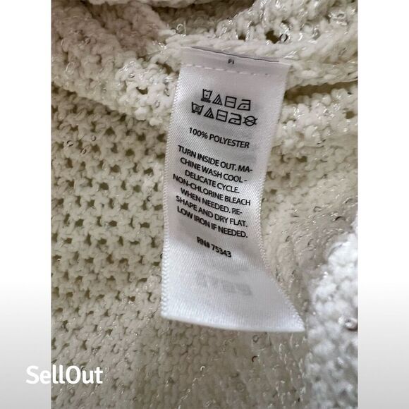 Joie Women's XS Ivory Sparkly Lace-Up V-Neck Pullover Sweater - Picture 5 of 7